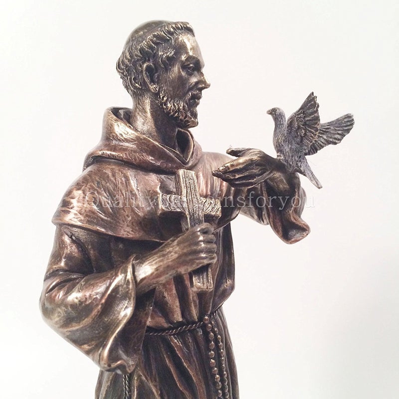 WU Saint Francis of Assisi Statue Sculpture (Cold Cast Bronze) - Image 2